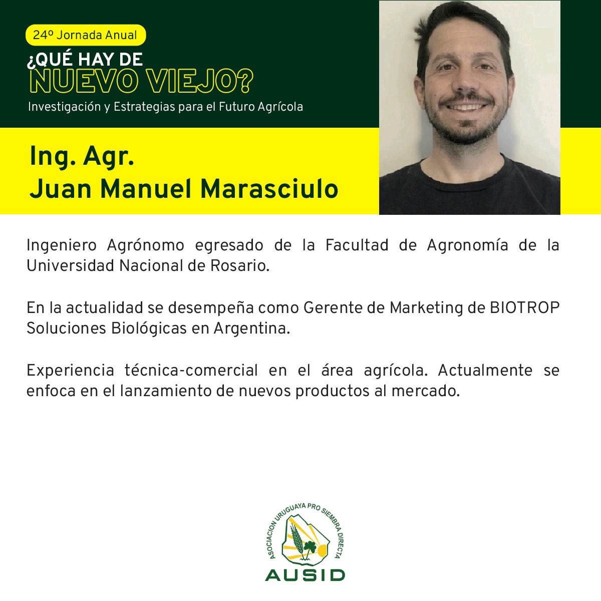 ausid_uy's tweet photo. 💬 Las exposiciones de Brian Martínez, del Ing. Agr. Sebastián Mazzilli y del Ing. Agr. Juan Manuel Marasciulo serán sobre desafíos y soluciones para el sector. https://t.co/aeSGchWidU