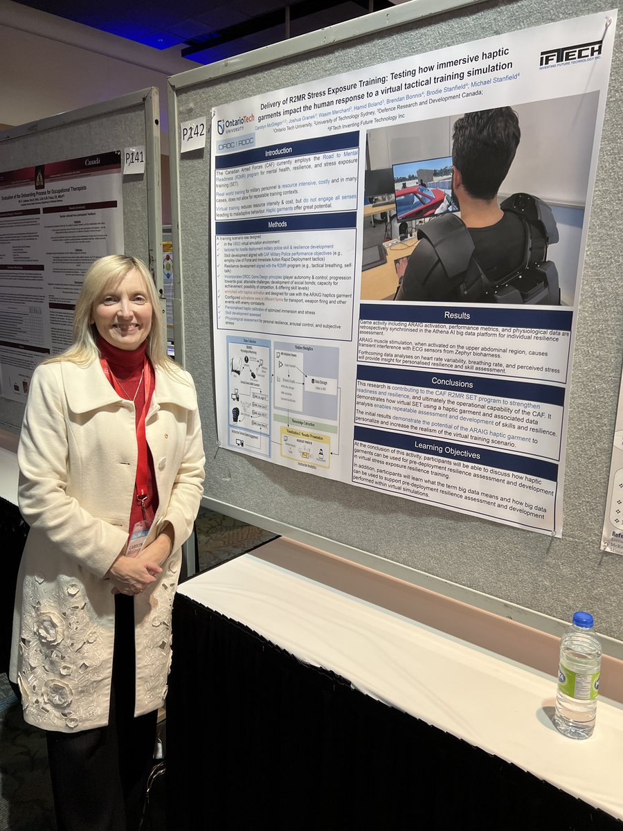 Carolyn McGregor AM (@cp_mcgregor) on Twitter photo Thrilled to be collaborating with <a href="/DRDC_RDDC/">Defence Research and Development Canada</a> for new approaches to train to support #R2MR by assessing the <a href="/IFTech_/">IFTech</a> #ARAIG garment to provide haptic feedback during VR based training using <a href="/BISimulations/">BISimulations</a> #VBS3. Presenting on at <a href="/CIMVHR_ICRSMV/">CIMVHR | ICRSMV</a> #CIMVHRForum #AI4HW <a href="/ontariotech_u/">Ontario Tech University</a> Thrilled to be collaborating with <a href="/DRDC_RDDC/">Defence Research and Development Canada</a> for new approaches to train to support #R2MR by assessing the <a href="/IFTech_/">IFTech</a> #ARAIG garment to provide haptic feedback during VR based training using <a href="/BISimulations/">BISimulations</a> #VBS3. Presenting on at <a href="/CIMVHR_ICRSMV/">CIMVHR | ICRSMV</a> #CIMVHRForum #AI4HW <a href="/ontariotech_u/">Ontario Tech University</a>