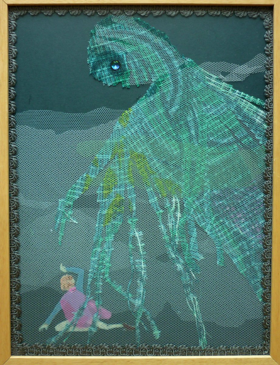 AnnieBrassey's tweet image. Barrow-wight. Tolkien inspired #collage by Peggy Bunt (1920-2003). After leaving the Old Forest the hobbits are captured by Barrow-wights, evil spirits that inhabit the bodies of the dead within the burial chambers on the Barrow-downs. #WyrdWednesday #Wight #Undead #Tolkien #LOTR