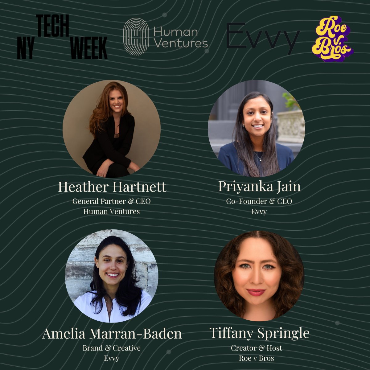Human_Ventures's tweet photo. Human Ventures is hosting an event for NYC @Techweek_ this evening! Alongside leaders from @EvvyBio, and @TiffanySpringle of the viral social media campaign @ROEvBROS, our CEO @HeatherHartnett will be discussing the importance of Investing In Women's Health In A Post-Roe America. https://t.co/EK96HstMQu