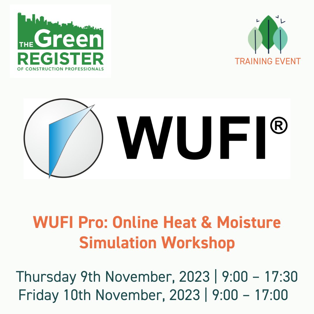 WUFI_IBP_EN's tweet photo. WUFI Pro workshop ONLINE. Book now and save your seat. Organized by @greenregister, Nov 9/10, 2023. Do you want to learn how to use WUFI or need some hints or refreshing? 
https://t.co/3qlMwJndAP

#WUFI #mould #workshop #moisture #WUFIPro #design #climate https://t.co/cV96C77Tq4