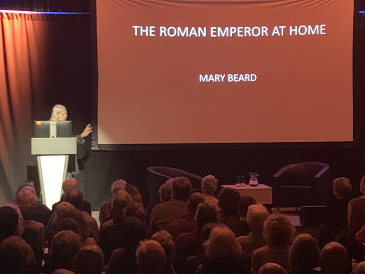 Another treat from the Sheffield festival of words @otsfestival, Dame Mary Beard on Roman Emperors at home. A shame the podium was too high!