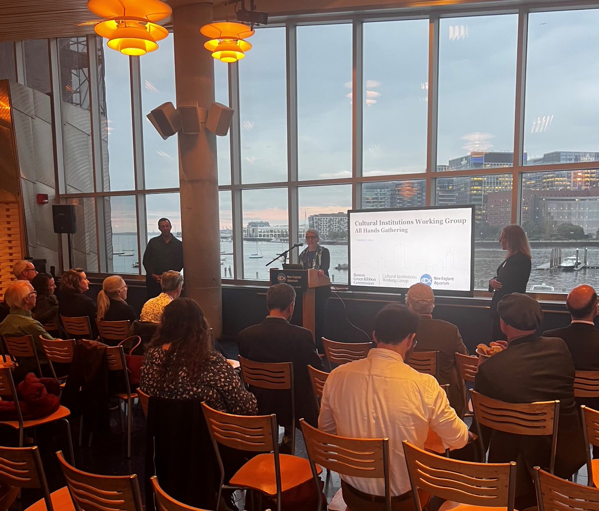 What a terrific evening hosting the <a href="/BosGreenRibbon/">Boston Green Ribbon Commission</a> Cultural Institutions Working Group at the <a href="/NEAQ/">New England Aquarium</a>! So powerful and inspirational to be in community with Alan Ricks from MASS Design Group and learn more about how architecture and its impact reach well beyond buildings.
