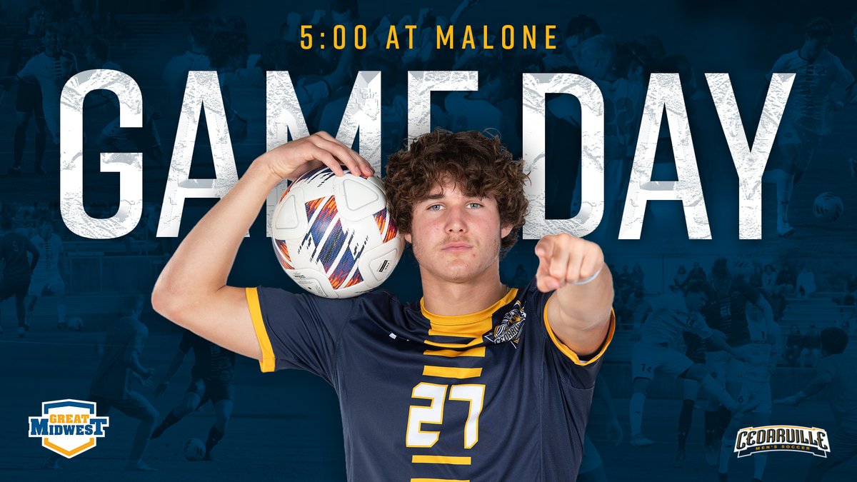 GAME DAY! <a href="/CedarvilleMSoc/">Cedarville Soccer</a> at the Malone University Pioneers in Canton, Ohio!
⏰ 5 PM | ⚽️ <a href="/GreatMidwestAC/">Great Midwest</a> 
📊 LIVE STATS: bit.ly/46U2PbP
📺 LIVE VIDEO: bit.ly/3Q06LRA
🙏 #ForHim #BackTheJackets #StingEm