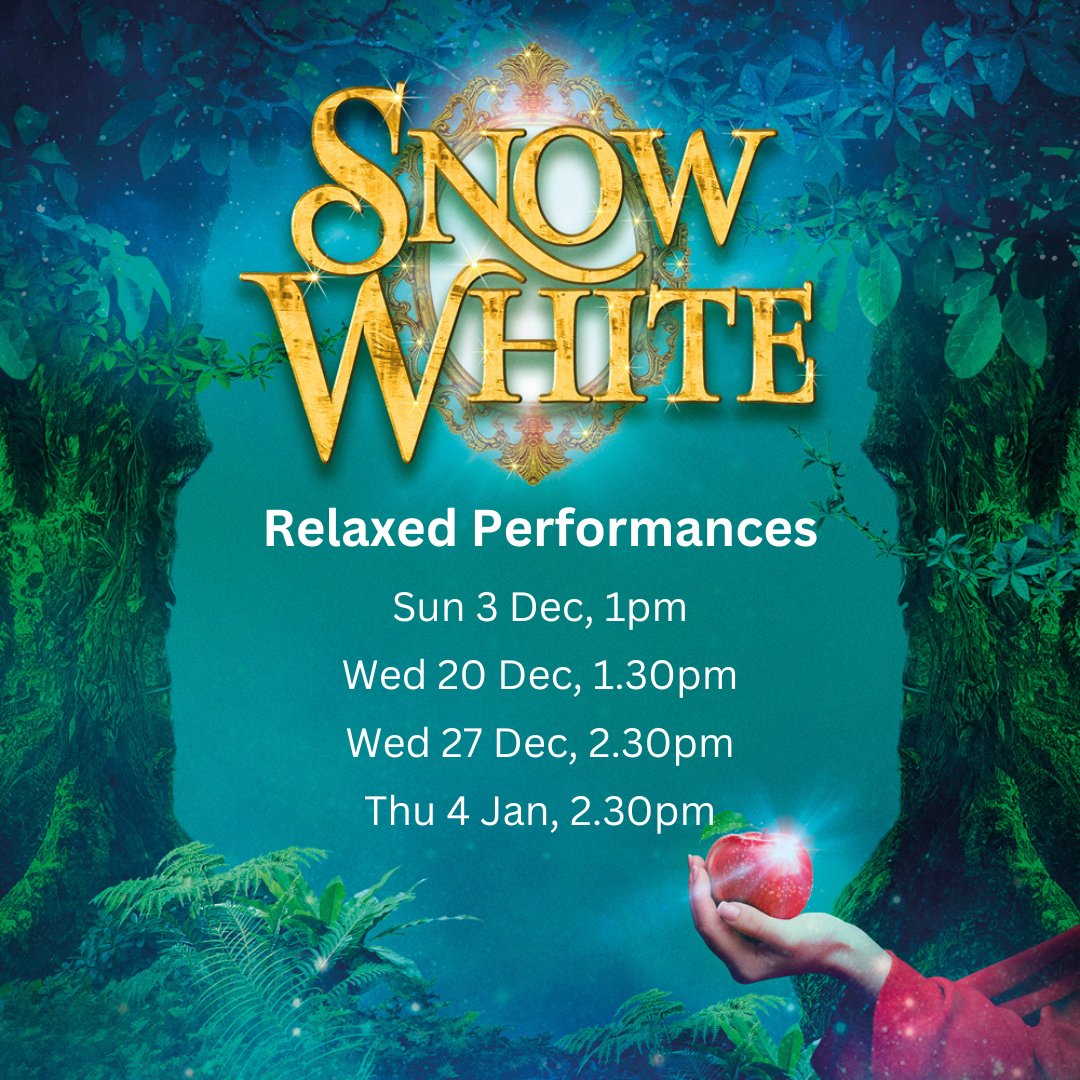 Our relaxed performances of Snow White allow audiences to move around freely, leave or enter the auditorium as needed. The lights never go completely dark and sound effects are softened. Follow the link for more info: bit.ly/SnowWhite2324