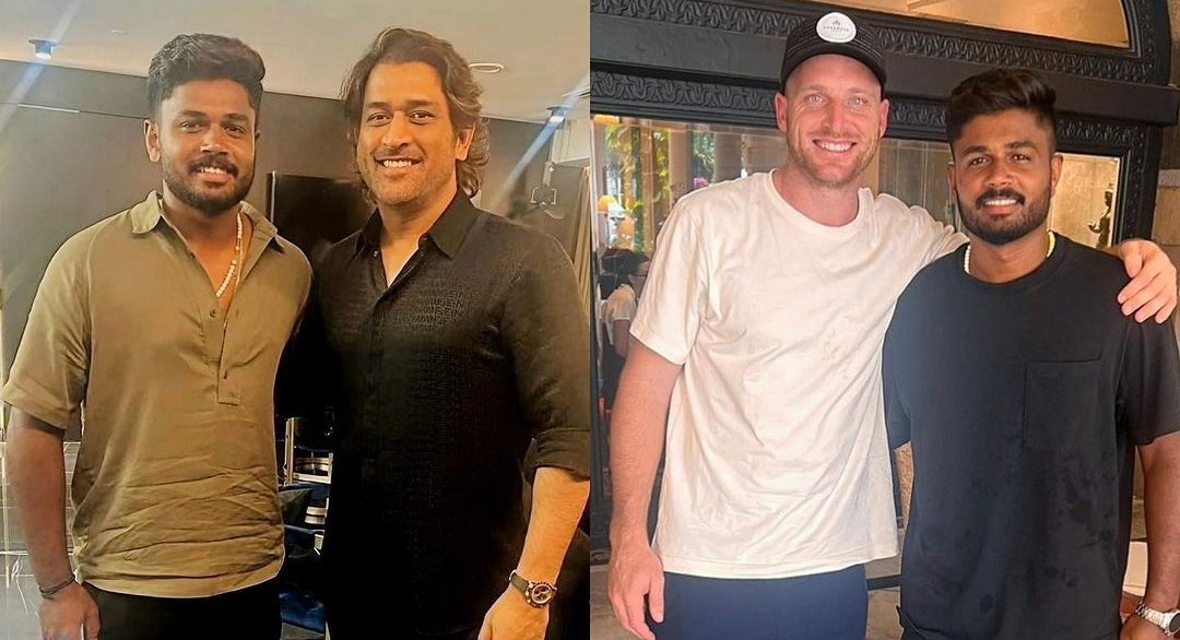 Sanju Samson with MS Dhoni & Jos Buttler. - A beautiful picture.