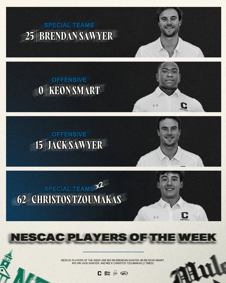 5️⃣ NESCAC Players of the Week through 5️⃣ Weeks #MULEMADE