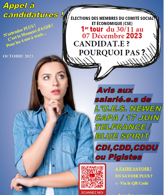 CgtTf1's tweet photo. 📢AVIS aux salarié.e.s de L'UES @newenstudios
@DixSeptJuin @AgenceCAPA TELFRANCE #NEWEN
✅ÉLECTION CSE
✅APPEL A CANDIDATURES
✅POUR UNE LISTE CGT
✅POUR UN PLURALISME SYNDICAL
✅Rejoignez nous !
#CDI #CDD #CDDU #journalistes #CGT @SnjCgt @SpiacCgt @cgt_spectacle @SNRT_CGT_AV https://t.co/sx9jT8OI2C