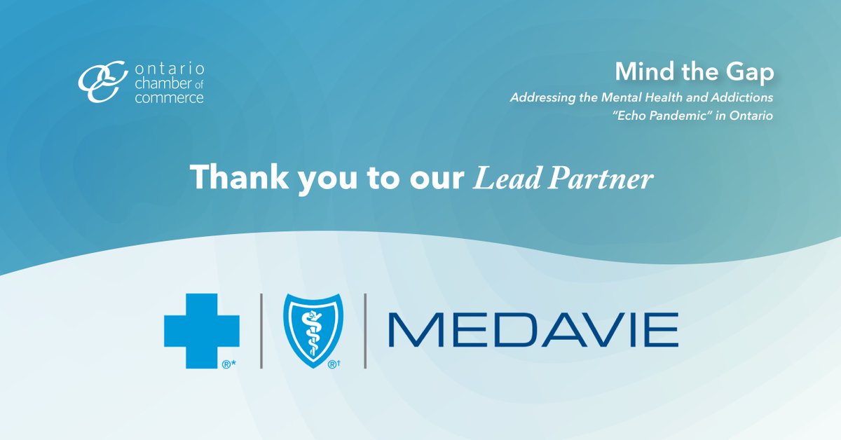 Special thanks to our Lead Partner, @Medavie, for supporting our policy brief, “Mind the Gap: Addressing the Mental Health and Addictions ‘Echo Pandemic’ in Ontario.”#onpoli #ONChamberNetwork bit.ly/46yRm1t