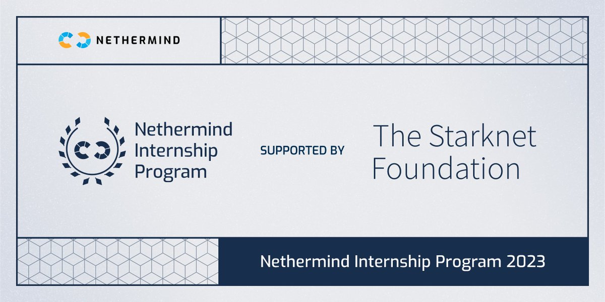 The Nethermind Internship Program is a proud recipient of a @StarknetFndn grant! We’re investing in the next generation of STARK and @Cairolang scientists, developers, and researchers to advance @Starknet toward an open and decentralized future. As an intern in Nethermind's…