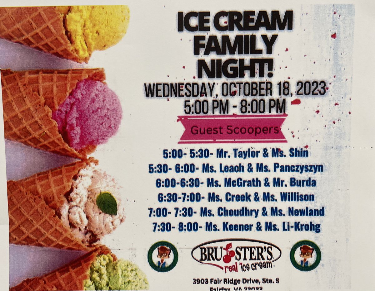 Willow Springs ES (@wsesfox) on Twitter photo If you need a little sweet treat or a pick me up after work today, stop by Brusterβs Real Ice Cream today from 5 to 8 PM and choose a scoop or two from their amazing menu. Be sure to say hi to one of our Celebrity Scoopers. ππ¦π #WillowPride #GoTeamWillow <a href="/FCPSR5/">FCPS Region5</a> If you need a little sweet treat or a pick me up after work today, stop by Brusterβs Real Ice Cream today from 5 to 8 PM and choose a scoop or two from their amazing menu. Be sure to say hi to one of our Celebrity Scoopers. ππ¦π #WillowPride #GoTeamWillow <a href="/FCPSR5/">FCPS Region5</a>