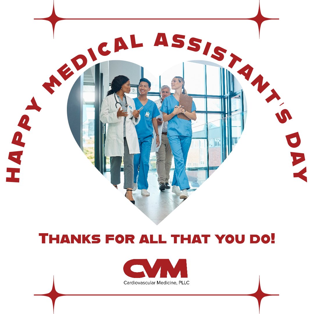 Today, on Medical Assistant's Day, we celebrate the incredible dedication and care provided by our medical assistants! They play a vital role in your cardiovascular health journey. Join us in honoring them! 🩺🙌

#MedicalAssistantDay #HealthcareHeroes