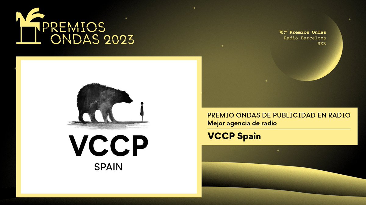 📢 Premio #Ondas2023 nacional de publicidad en radio

🔹 Mejor agencia de radio:

<a href="/VCCPSpain/">VCCP Spain</a>