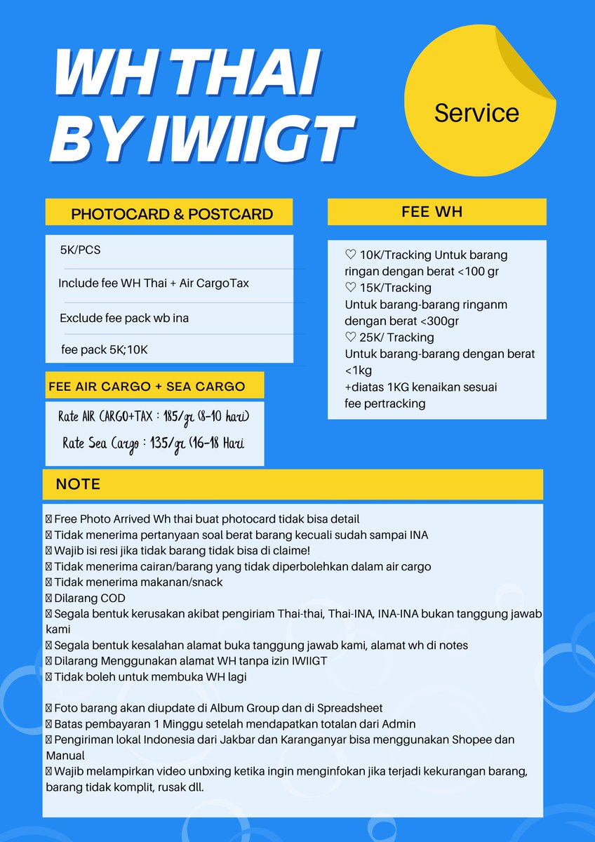 iwiigt's tweet photo. Hi kita masih open jasa warehouse Thailand (wh thai)
🍑 No fee wh buat photocard
🍑 Pengiriman rutin sebulan 2 Kali
🍑 Ada transfer Baht juga
🍑 dom jakbar
Testi check shopee kita
#whthai #jastipthai #tfbaht https://t.co/7zk8dfG2Az