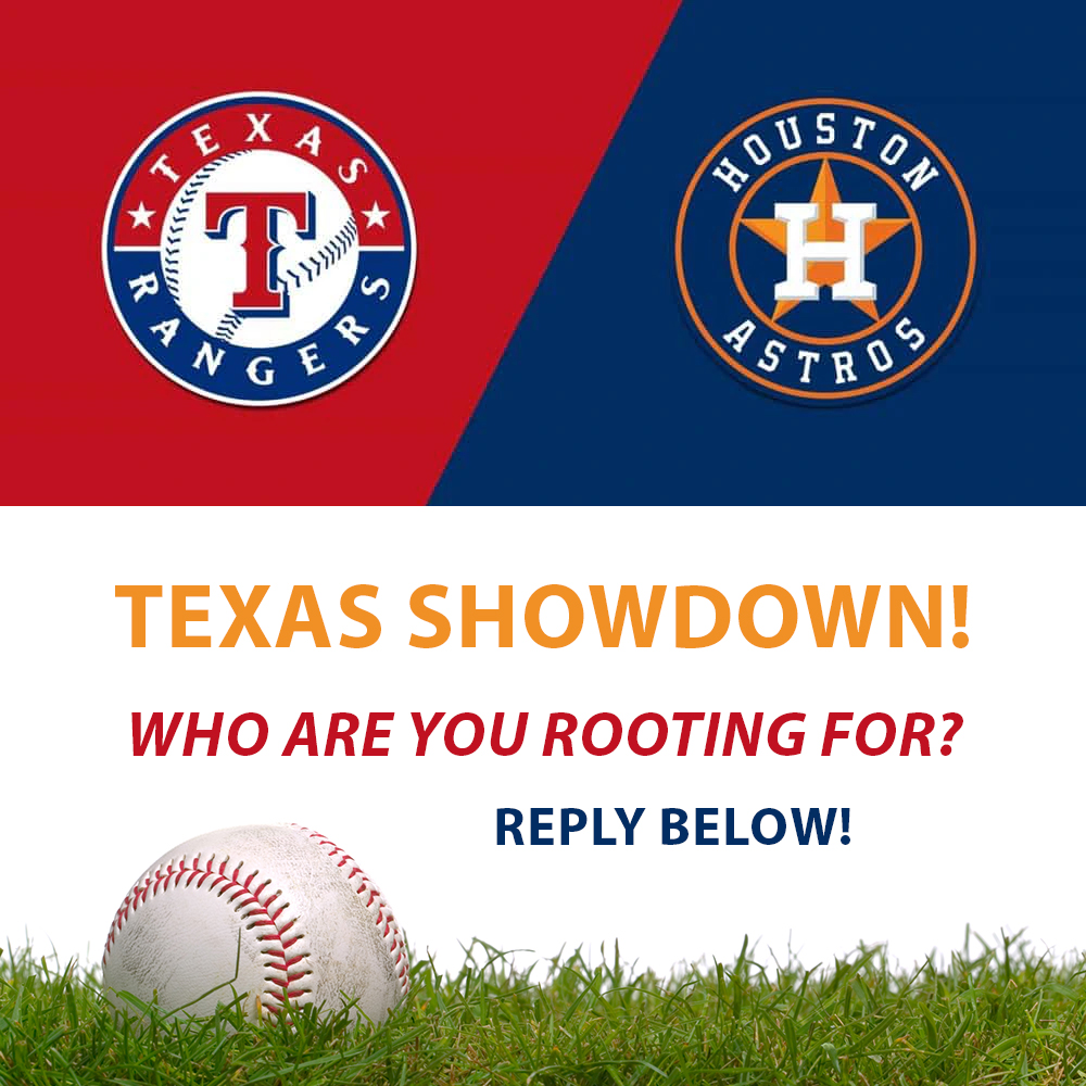 katyspringinc's tweet photo. Who are YOU rooting for? #texasshowdown #mlb #worldseriesplayoffs https://t.co/LX6eJM1Pyn