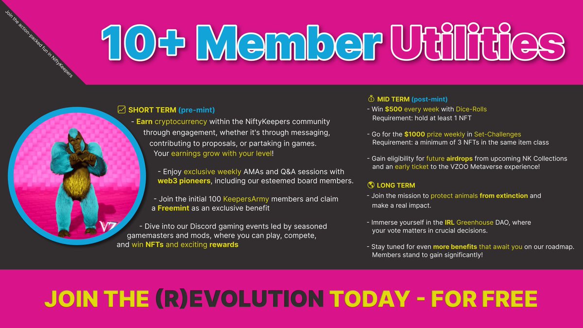 Keeper Utilities

📈 Earn crypto by engaging, exclusive AMAs /w web3 pioneers, first 100 in #KeepersArmy grab 1 #FreeMint!

💰 Win $500 weekly in Dice-Rolls, $1000 in Set-Challenges + Future airdrops!

🌎 Dive into the IRL Greenhouse DAO.

...and more

discord.com/invite/j8fncep…