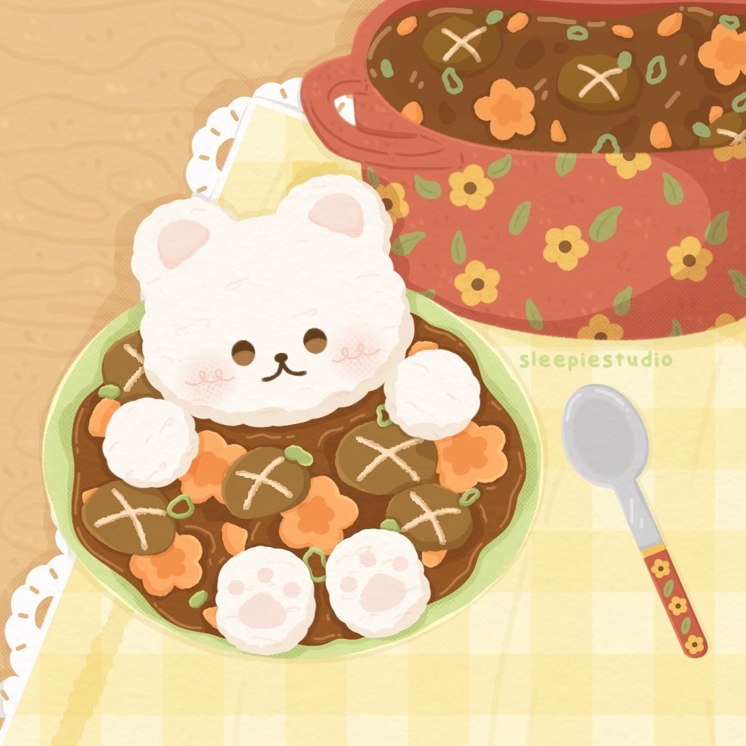 sleepiestudio's tweet photo. bear curry🍛✨ https://t.co/CUCs7w6kg5