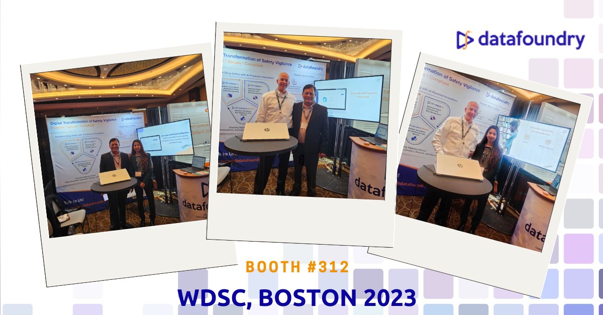 We are super excited to be at WDSC, USA 2023. Meet us at Booth #312 today or tomorrow!

Schedule a meeting here: lnkd.in/gA-SbmQu

#SafetyCaseManagement #SignalManagement #LiteratureMonitoring #Pharmacovigilance #datadigitization #Freetrail #DrugSafety  #Datafoundry