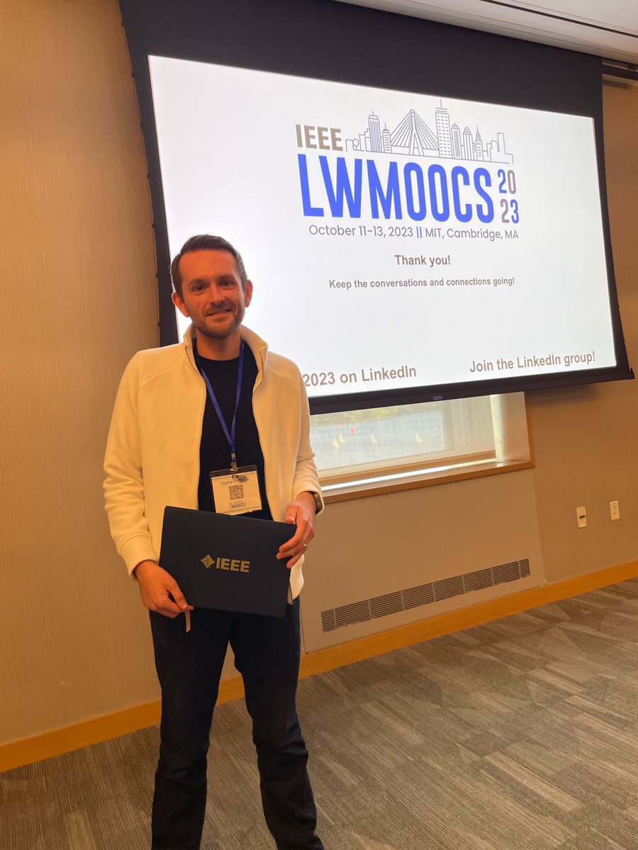 UMichiganAI's tweet photo. This past weekend, @natecradit &amp; @chchayward received the Best Paper Award at the @IEEEorg Learning with MOOCs Conference! Attendees were extremely enthusiastic about the actionable insights that come from centering learners’ voices. Congratulations to Nate &amp; Caitlin! 🎉 https://t.co/UliEMB38Zx