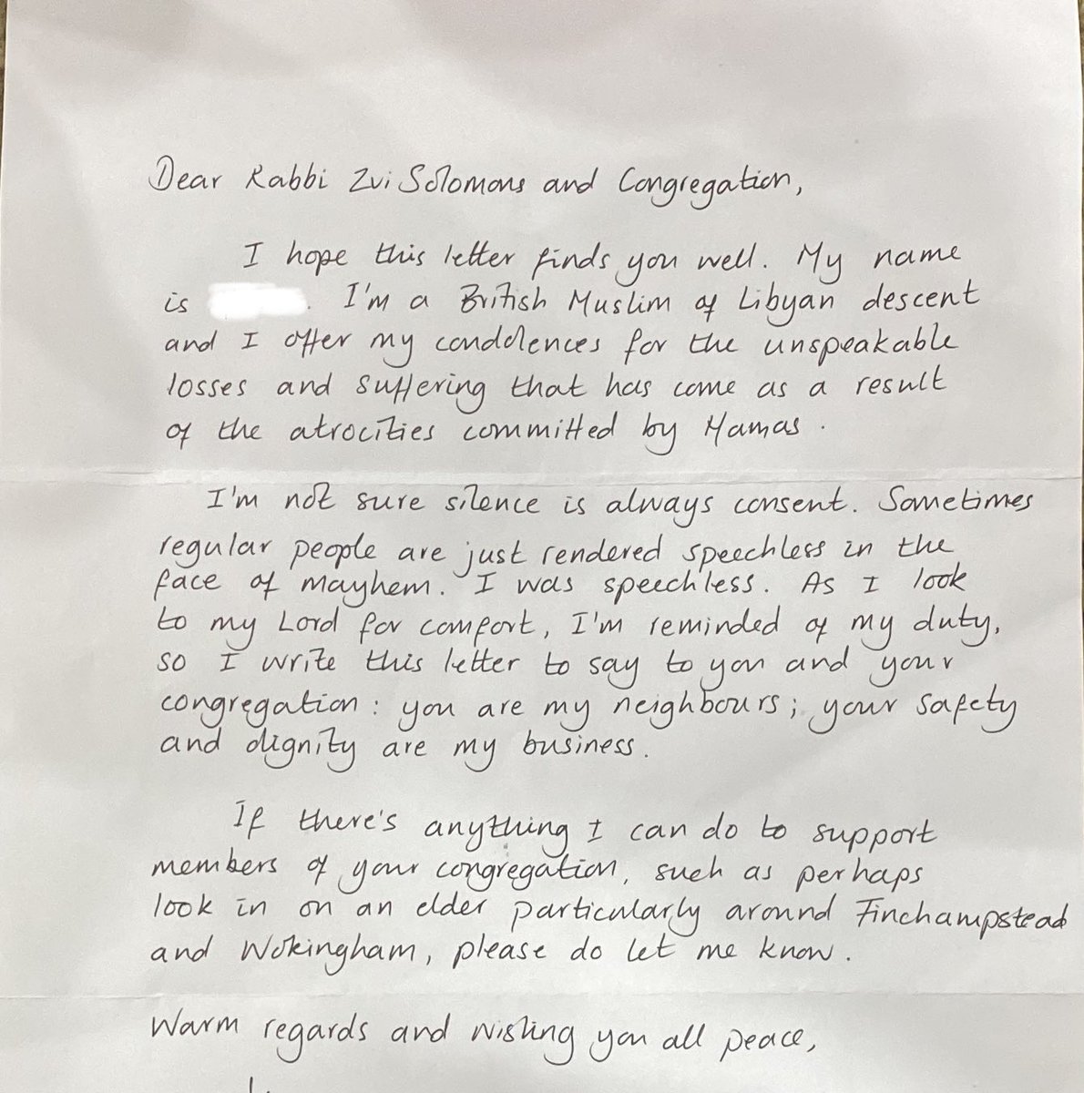 RabbiZvi's tweet photo. I cannot adequately express how welcome and kind this letter from a Muslim woman is. 

We have more in common than separates us. https://t.co/21GJ9CothE