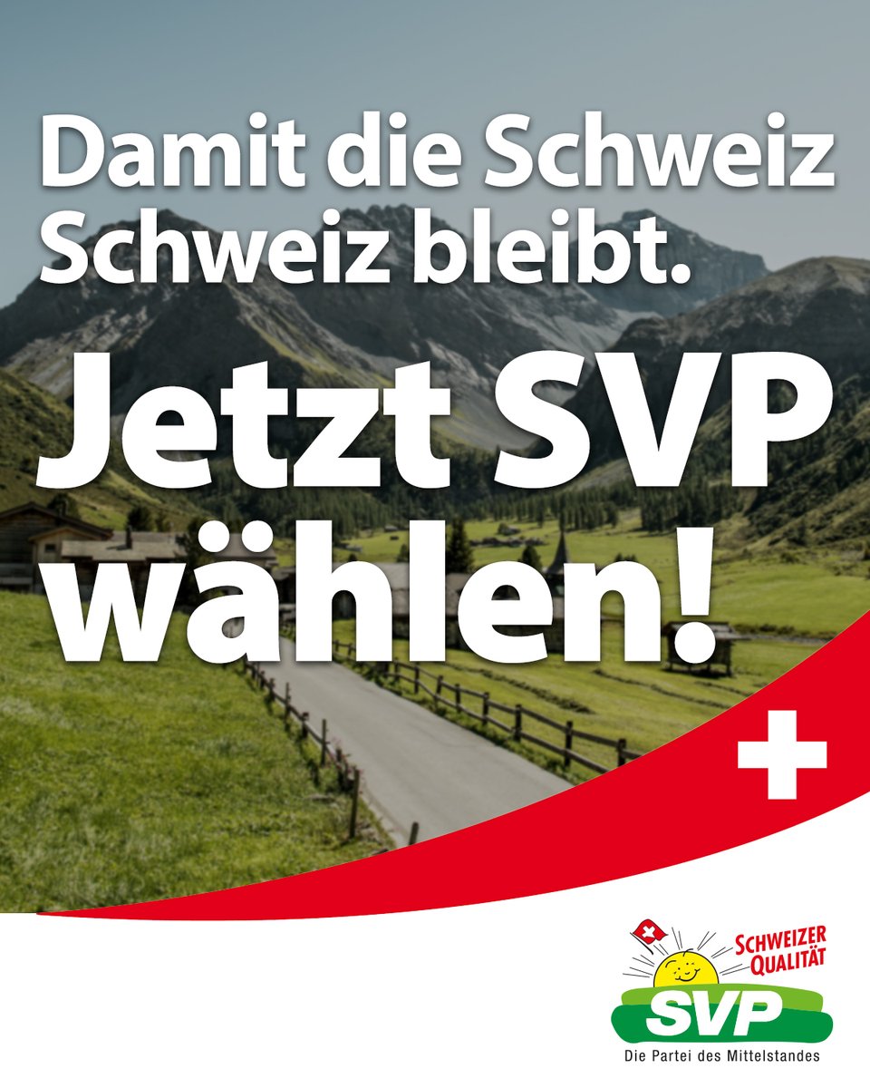 Hast du schon gewählt? Falls nicht: Jetzt SVP wählen! Überzeuge Familie, Freunde und Kollegen, das Gleiche zu tun. ✍🏻🗳. Jede Stimme zählt! Gemeinsam gewinnen wir die Wahlen für die Schweiz. So wählst du richtig für die Schweiz: svp.ch/richtig-waehle…