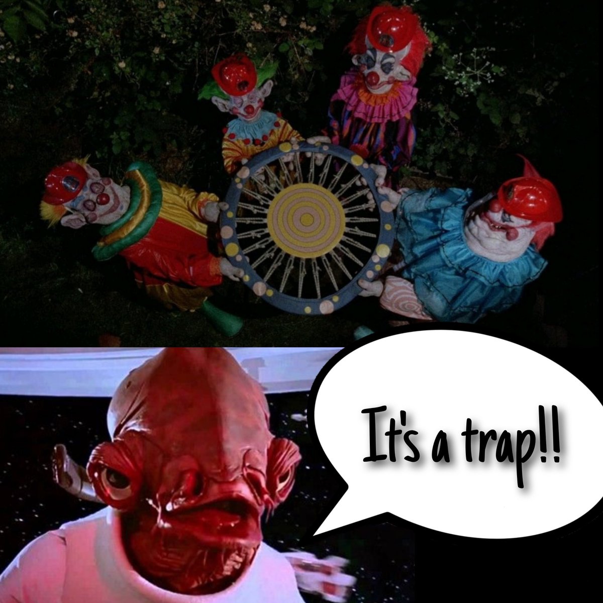Iused2likethis1's tweet photo. Friday, our #Halloween movies roll on as Aaron Knowles returns to co-host with the classic #KillerKlownsFromOuterSpace. Join us then!
#GrantCramer #SuzanneSnyder #JohnAllenNelson #JohnVernon #MichaelSiegel #PeterLicassi #RoyalDano #ChristopherTitus #StarWars #AdmiralAckbar https://t.co/tqBBb0vzSK