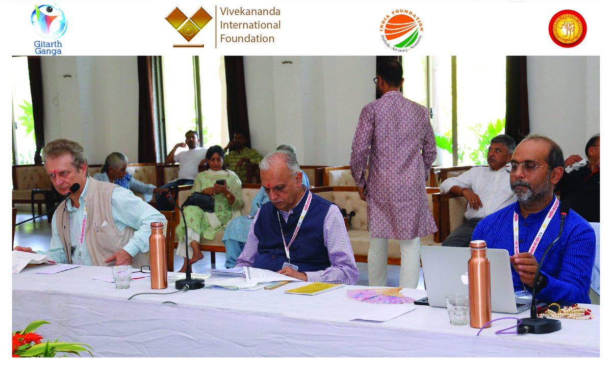 IndiaJyot's tweet photo. During Chintan Baithak Session-2 , 'Vasudhaiva Kutumbakam Ki Oar 2.0', the panelists engaged in a lively discussion comparing the #West driven #EconomicOrder Vs the Economic based on the principles of #VasudhaivaKutumbakam, Under the aegis of Spiritual Sovereign Jainacharya Yugbhushansuriji Maharaj,
#JainacharyaOnWorldOrder
#NewWorldOrder #NationalPolicy #ChangingWorldOrder #Geopolitics #ForeignPolicy #Currency #GDP #Ecology #Economy #MDW #war #Peace #JustOrder #IMF