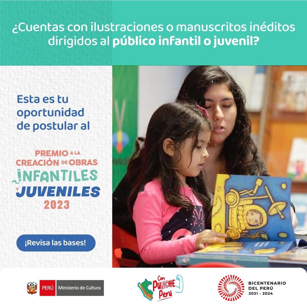 peruporn69's tweet photo. 🏆📚 ¡Postula al Premio a la Creación de Obras Infantiles y Juveniles! El cierre de postulaciones es el 23 de octubre. 

👉 Encuentra las bases aquí: https://t.co/F4BhAh30MI

💻 Envía tus consultas a: premiosdll@cultura.gob.pe o al tel. (01) 618-9393, anexo 2639

#BNPEsCultura https://t.co/y1xu2xyHWZ