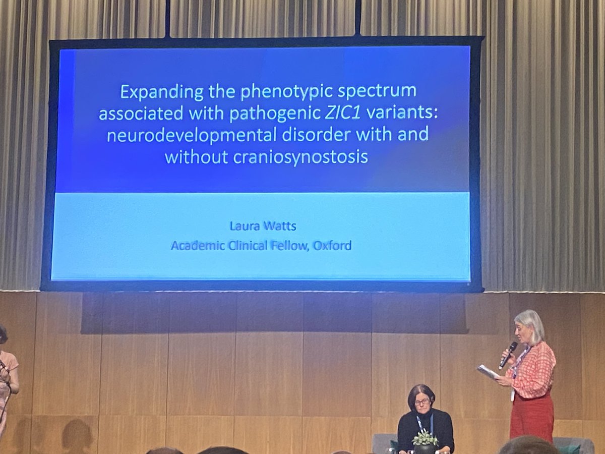 Laura Watts from Oxford now presents the phenotypic spectrum of ZIC1 neurodevelopmental disorder with and without craniosynostosis #MDC