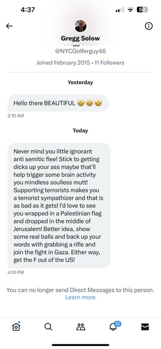 Imagine hitting on someone half your age then calling them anti semitic because I don&rsquo;t think the Israeli
