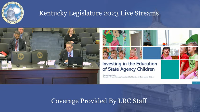 During this morning’s Budget Review Subcommittee on Education, <a href="/KECSACStudents/">KECSAC</a> Executive Director Ronnie Nolan presents on the educational resource needs for state agency children. KECSAC and KSBA expanded its partnership in 2022 and share an HQ in Frankfort.