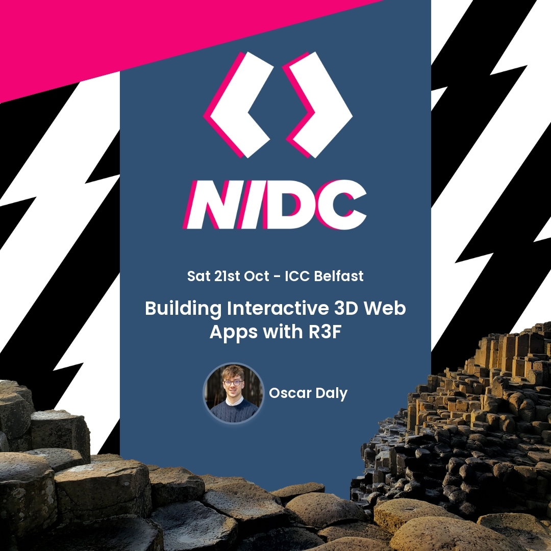 instil's tweet photo. In the first of 3 talks we are giving at this years' NIDC (@NIDevConf) , super apprentice Oscar Daly will be giving a talk on building interactive 3-dimensional web applications using R3F.

https://t.co/0uCFFBUFJd

#nidevconf https://t.co/5HhPHoNl85
