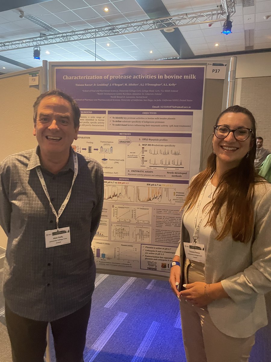 Very much enjoying attending the NIZO milk protein conference along with @fnsucc colleagues @SeamusOM and @OTomoc. Great to see a lot of our school’s dairy science research being presented, including a poster by my PhD student Tiziana Racca @SEFSUCC
