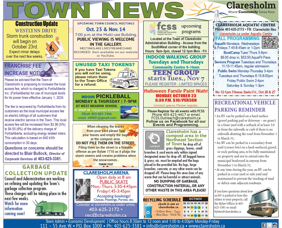 Town News from this week's #Claresholm <a href="/local_press/">ClaresholmLocalPress</a> claresholm.ca/news/town-news <a href="/FcssClaresholm/">Claresholm FCSS</a> <a href="/RecClaresholm/">Claresholm Rec</a>
