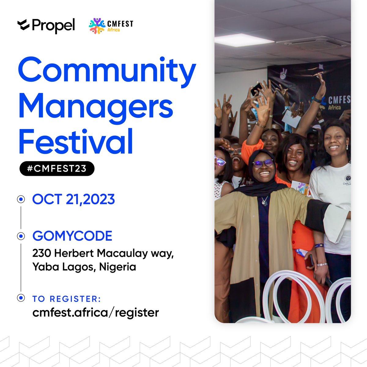 WithPropel's tweet photo. Supporting communities is our forte, so we're super excited to be part of #cmfest23 ๐
Join us this Saturday, the 21st of October as we forge partnerships and gather new ideas on how we can collectively thrive.
Visit ๐https://t.co/HZ1ojrM8bK to register
#Growwithoutborders https://t.co/YB1mHlLMPl