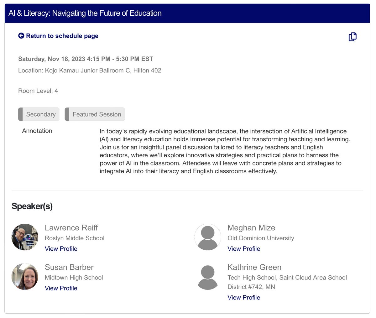 If you’re going to the @NCTE conference next month, come check out our Featured Session on the Future of AI in Education.