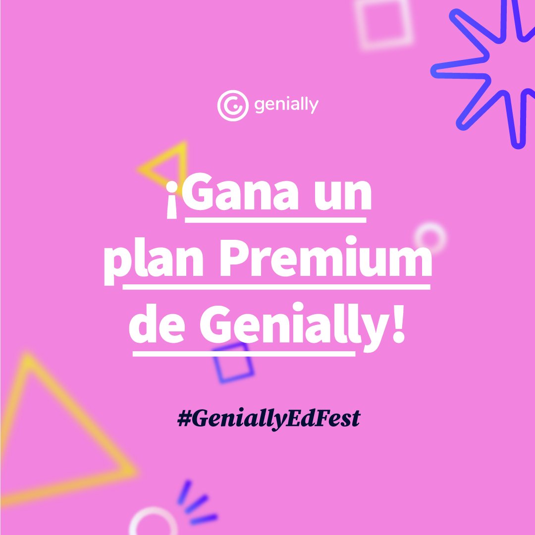 genially_es's tweet photo. #SORTEO: ¡Gana un plan Premium de Genially y disfruta al máximo del #GeniallyEdFest! 🥳 

Solo utiliza el hashtag #GeniallyEdFest para comentar qué te parece el festival. Escogeremos una persona ganadora por día hasta el 26 de octubre. https://t.co/e8prbgPPNH