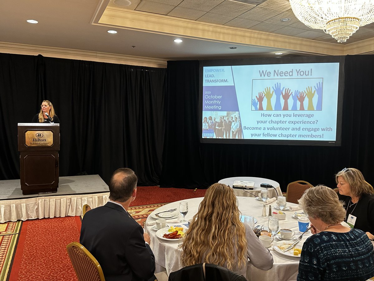 SHRMSTL's tweet image. 📸 Our Data-Driven HR event was a hit, thanks to our amazing attendees! 💼 Big thanks to Mary Cheddie, SHRM-SCP, for her insights into HR data analytics. 💡 Kudos to Hilton St. Louis Frontenac for hosting us in style. 🏨 Your presence made a difference! 📊 #SHRMSTL #DataDrivenHR
