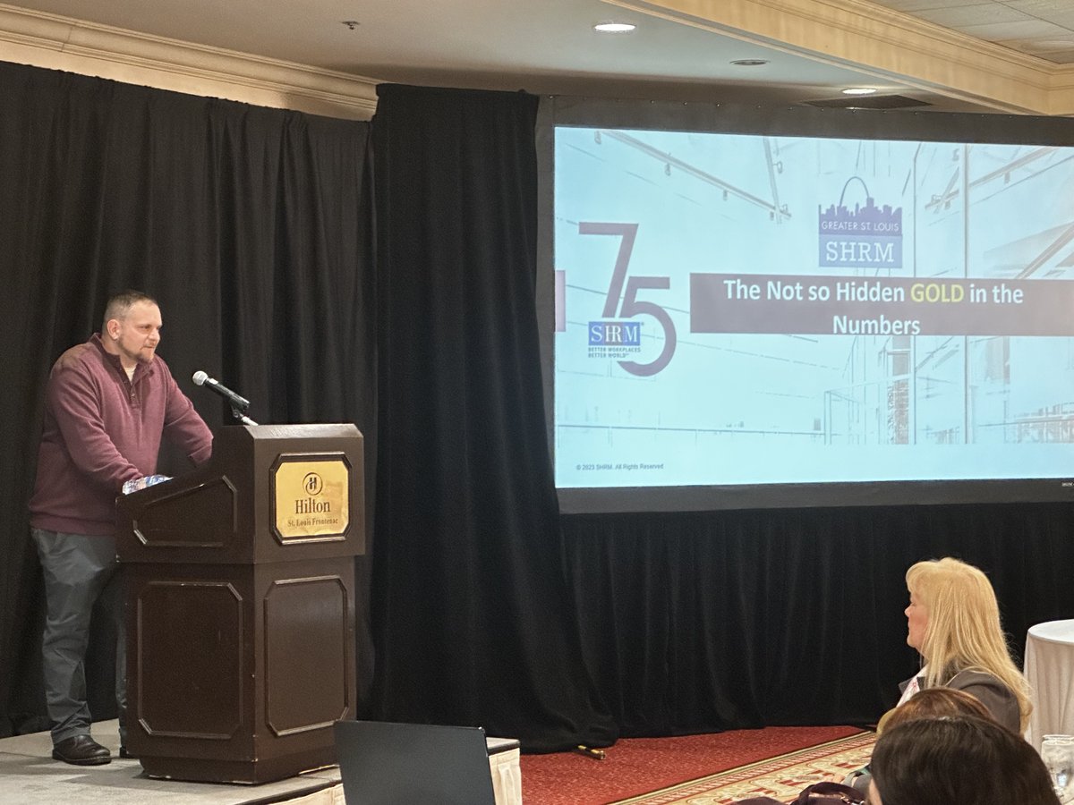 SHRMSTL's tweet image. 📸 Our Data-Driven HR event was a hit, thanks to our amazing attendees! 💼 Big thanks to Mary Cheddie, SHRM-SCP, for her insights into HR data analytics. 💡 Kudos to Hilton St. Louis Frontenac for hosting us in style. 🏨 Your presence made a difference! 📊 #SHRMSTL #DataDrivenHR