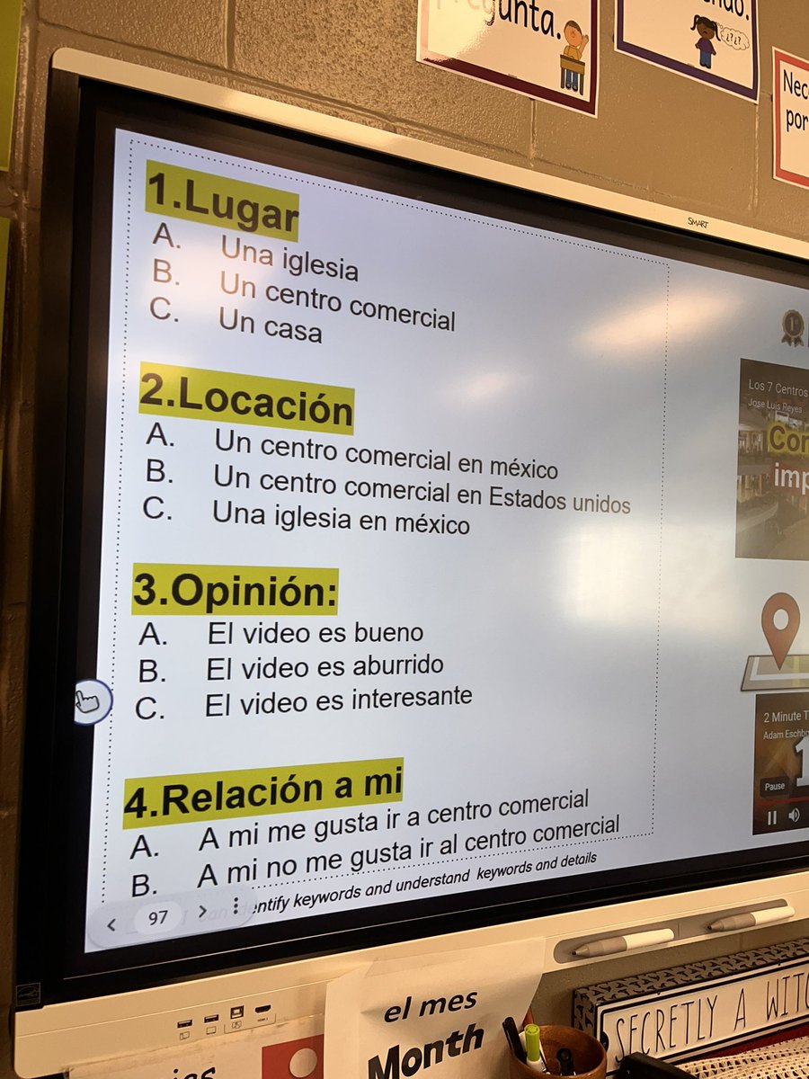 Martha Arredondo (@marthaca82) on Twitter photo Quick “para empezar”
Watch video- los centros comerciales más importantes de México
Lugar ~locación ~opinión ~ Relación a mi ⬇️ ¿facil ? ¿Correcto?
#spanish1 #spanishteacher #langchat #spanishclassroomideas <a href="/lote_jordan/">JORDAN_LOTE</a> <a href="/cecilialaraLOTE/">Cecilia Lara</a> Quick “para empezar”
Watch video- los centros comerciales más importantes de México
Lugar ~locación ~opinión ~ Relación a mi ⬇️ ¿facil ? ¿Correcto?
#spanish1 #spanishteacher #langchat #spanishclassroomideas <a href="/lote_jordan/">JORDAN_LOTE</a> <a href="/cecilialaraLOTE/">Cecilia Lara</a>