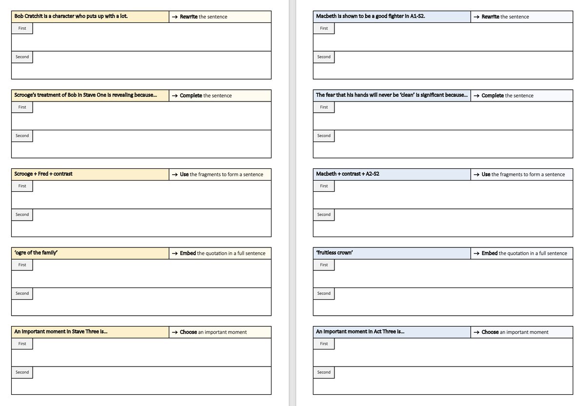 A couple of worksheets designed to help students develop their writing at sentence-level douglaswise.co.uk/sentence-work-… 1⃣ Students have a first go 2⃣ Responses are shared and discussed 3⃣ General feedback is given 4⃣ Students have a second go 5⃣ The responses are shared again