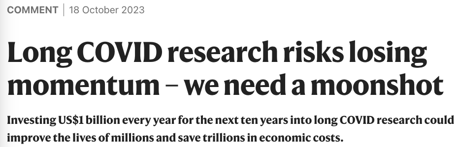 Michael Peluso, MD (@michaelpelusomd) on Twitter photo The progress we have made on #LongCOVID so far is impressive. We need to keep it up. This means sustained investment in infection-associated chronic conditions research. <a href="/LisaAMcCorkell/">Lisa McCorkell</a> from <a href="/patientled/">Patient-Led Research Collaborative</a> and I wrote about this in <a href="/Nature/">nature</a> today.
nature.com/articles/d4158… The progress we have made on #LongCOVID so far is impressive. We need to keep it up. This means sustained investment in infection-associated chronic conditions research. <a href="/LisaAMcCorkell/">Lisa McCorkell</a> from <a href="/patientled/">Patient-Led Research Collaborative</a> and I wrote about this in <a href="/Nature/">nature</a> today.
nature.com/articles/d4158…