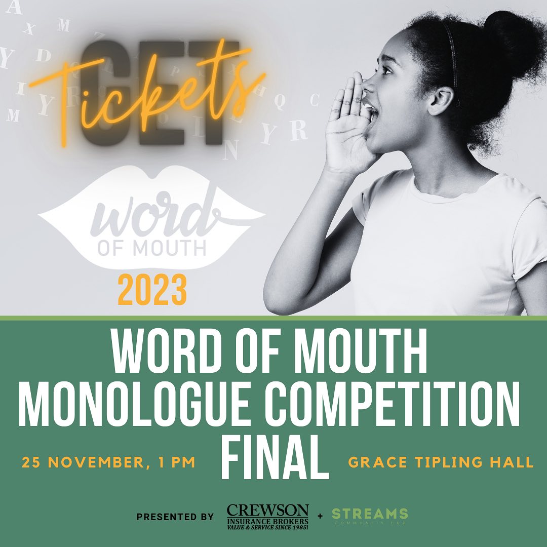 Don't miss this chance to witness the magic of spoken word live.

Click the link in our bio to get your tickets today!

#WordOfMouthCompetition #SpokenWordMagic #SupportYoungArtists #GetYourTickets #StorytellingMasters #GraceTiplingHall #MonologueShowcase