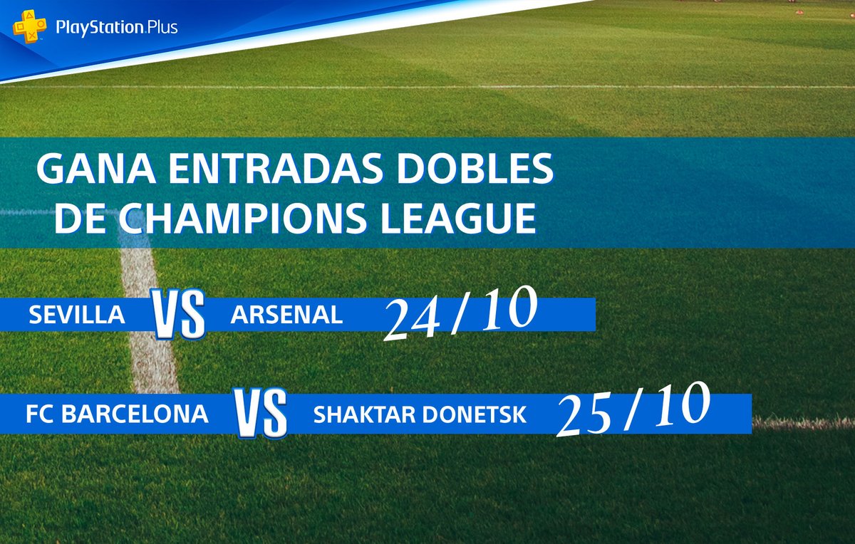 PSPlusES's tweet photo. ⚽️ ¡SORTEAZO! ⚽️
Te llevamos a la Champions #UCL🙌
1⃣entrada doble para FC Barcelona VS Shakhtar Donetsk
2⃣entradas dobles para Sevilla FC VS Arsenal FC 
¿Cómo? Es muy fácil: Síguenos✅, repost🔁 y dinos a qué equipo quieres ver.
Ganadores el 23/10. BBLL: https://t.co/cp7b1oEE3s https://t.co/qPc7trURrj
