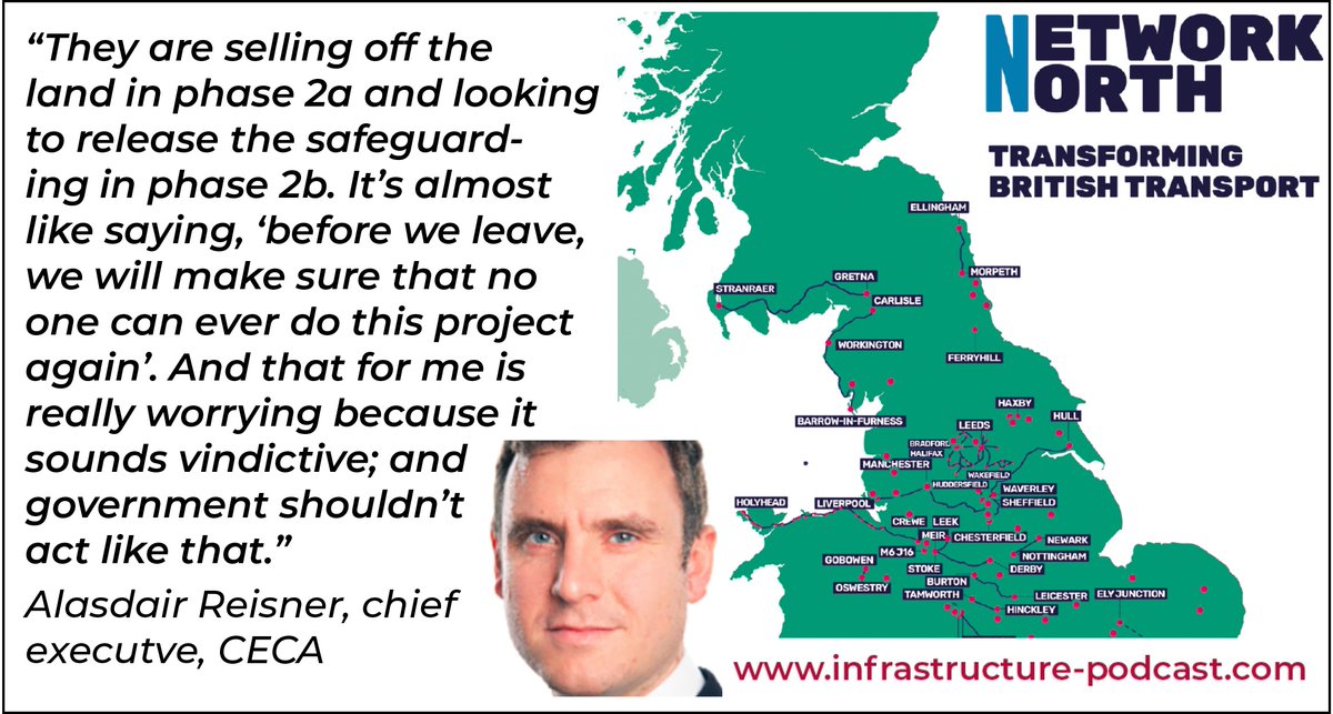 A difficult, sensible decision or vindictive act? @AlReisnerCECA , chief executive of @CECA, explains the reality of the @HS2ltd north cancellation on The Infrastructure Podcast this week. Have a listen at infrastructure-podcast.com #infrastructure #HS2 #networknorth