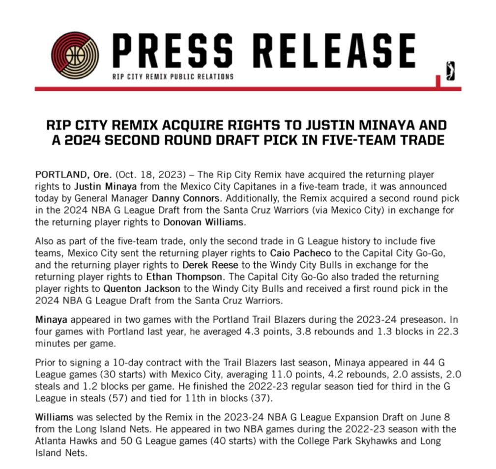 ripcityremix's tweet photo. Just your average, run of the mill 5 team trade 🤯

Welcome Justin Minaya 💿 https://t.co/7w73ITnscP