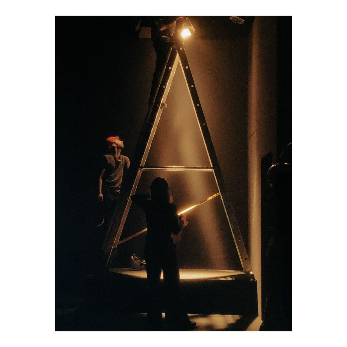 Our #LightingDesign students focus with our first year crew, second and third year production electricians and programmers. (A lighting designer calls a focus behind a gauze for an upcoming production.) #TeamWork #DramaSchool #RoyalAcademyOfDramaticArt #RADA #TheatreLife