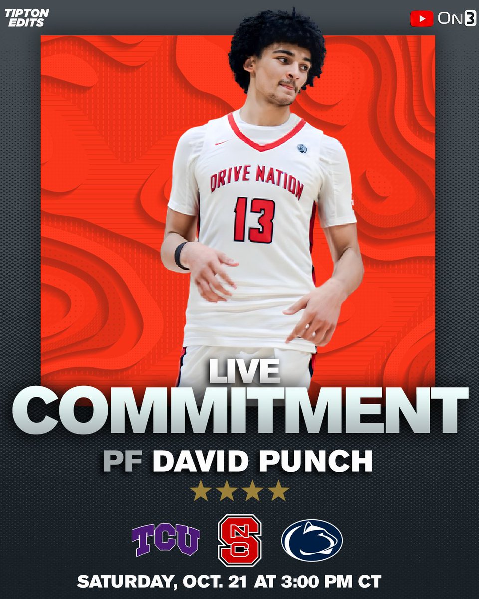 NEWS: David Punch, the No. 97 overall player in the 2024 class, will announce his college decision LIVE on the On3 Recruits YouTube Channel on Saturday at 3:00 PM CT.

Link to watch: t.ly/dpvkZ

Story: t.ly/8ACt9