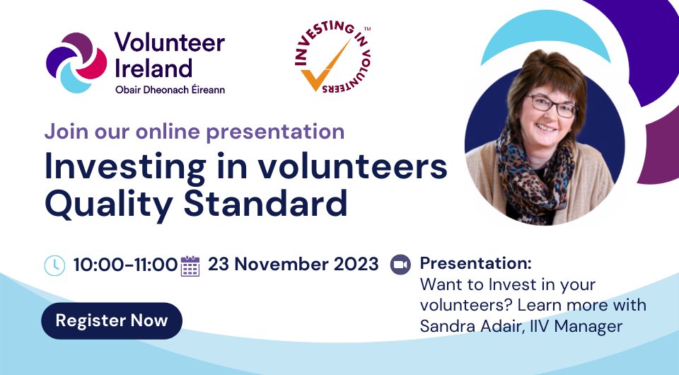 Do you want to show the value of your volunteer programme? Would you like to find out more about the Investing in Volunteers Quality Standard? Join us on Thursday 23 November when Sandra Adair will take us through the steps involved. Register now IIV-2023.eventbrite.ie #IIV