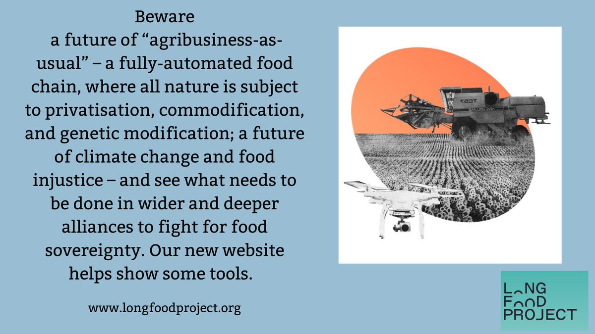 ETC_Group's tweet photo. What will happen if we continue “agribusiness-as-usual”? And what is the #LongFoodProject cooking up for a better future? Visit this new website packed with new thoughts and tools for #FoodSovereignty.
https://t.co/vlkIV93YIz #LongFoodProject #WFD2023 @IPESfood @agcconnect https://t.co/gtXwJvBfrq